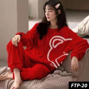 RED BEAR WINTER FLEECE COORD SET NIGHT DREES