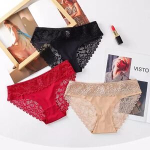 Half net cotton panties Pack of 3 multi colour