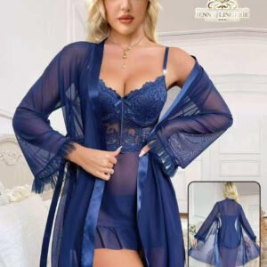 Full Net Three Piece Nighty Gown inner & panty