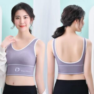 D-shaped ladies seamless deep U beauty back wrap tube top yoga sports bra short top vest