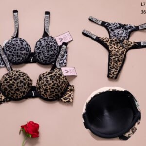 Leopard wire Bra Set