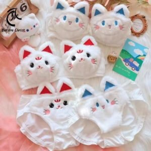Fluffy kitty Bra Set